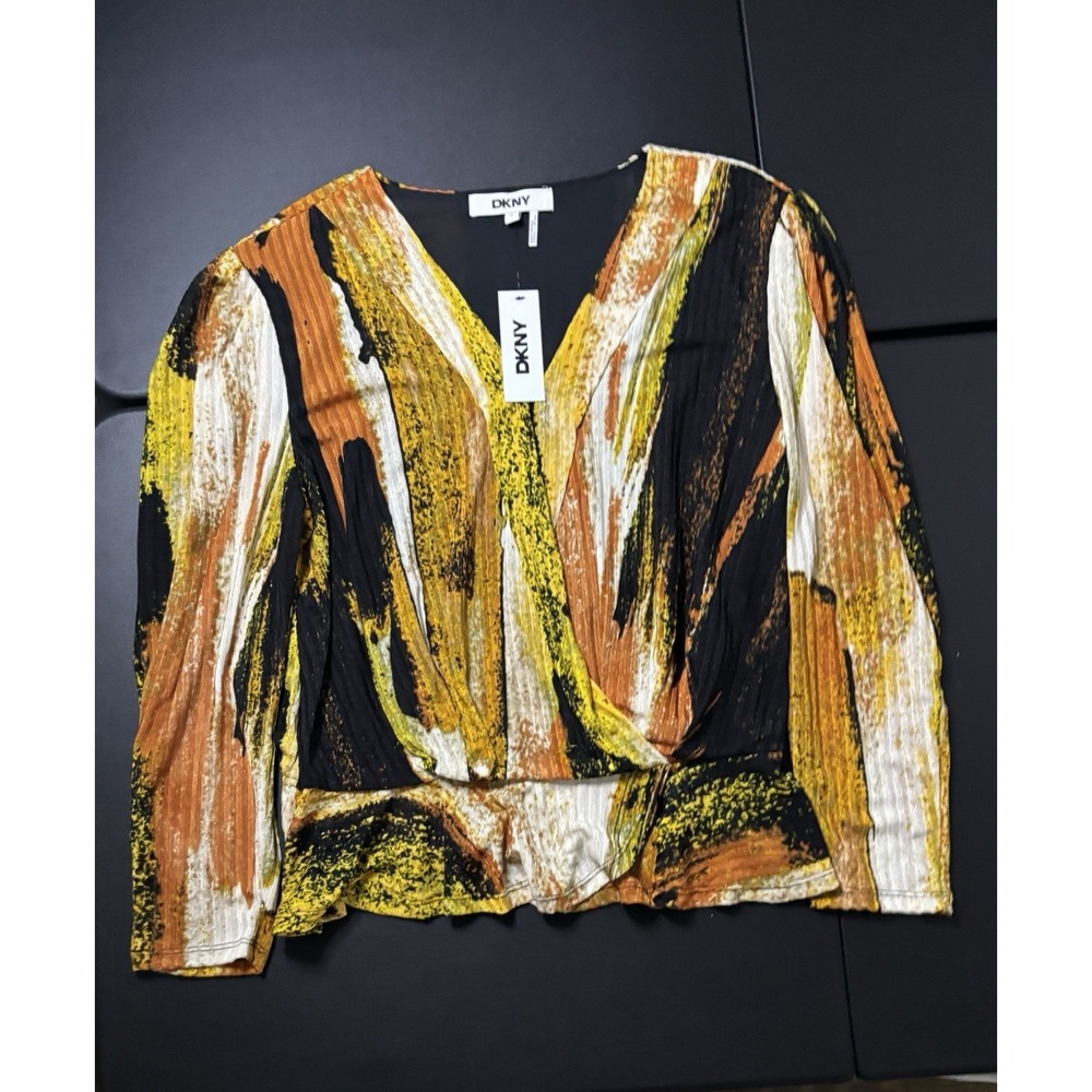 DKNY Multicolor Paint Stroke Blouse Women XL